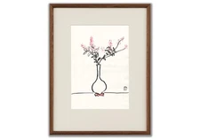 Sanyu Style Still Life Flowers Chinese French ink drawing art deco Chang Yu 常玉