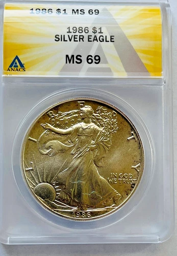 1986 AMERICAN Silver EAGLE  $1, ANACS MS69 *BRILLANT* BEST PRICE ON EBAY