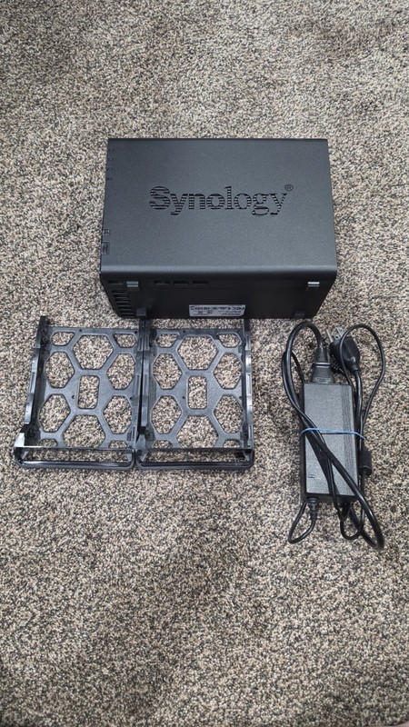 synology ds218+ dual drive network attached disk station with upgraded 8GB RAM.