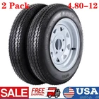 2 PCS 4.80-12 Trailer Tires & Rims 480-12 4.80 X 12 4 Lug 6PR White Spoke Wheel