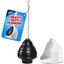 Heavy Duty Toilet Plunger with Holder - Extra Large Diameter Enhanced Cavity...