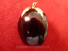 Broche Vintage SPHINX Prune Quetsche Fruit - Bijou Doré Emaillé Marron