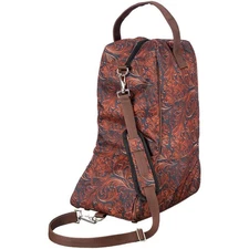 Western Boot Bag w Shoulder Strap - Floral Leather Tooled Print - Denier Nylon