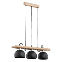 Pendelleuchte 3-Flammig Holz Metall Esstisch E27 L:60 Cm HäNgelampe Wohnzimmer
