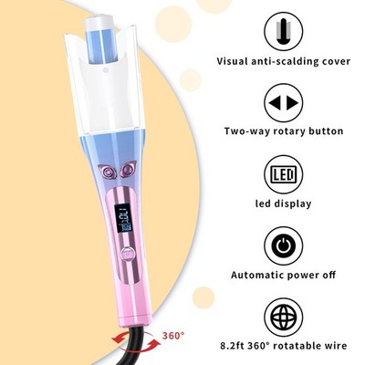 Auto Rotating Curler, Ceramic Curling Iron with Adjustable Temp & Auto Shut-Off