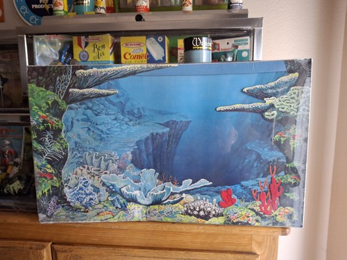 Vintage Aquarium Fishtank Original 1960s Marineland Double Deep 3D Background