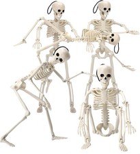 16" Halloween Skeleton Decorations with Posable Joints, 5Pcs Halloween Mini Sk