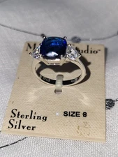 Madison Studio Lab Created Sapphire Ring Sterling 925 Sept birthstone Size 8 NWT