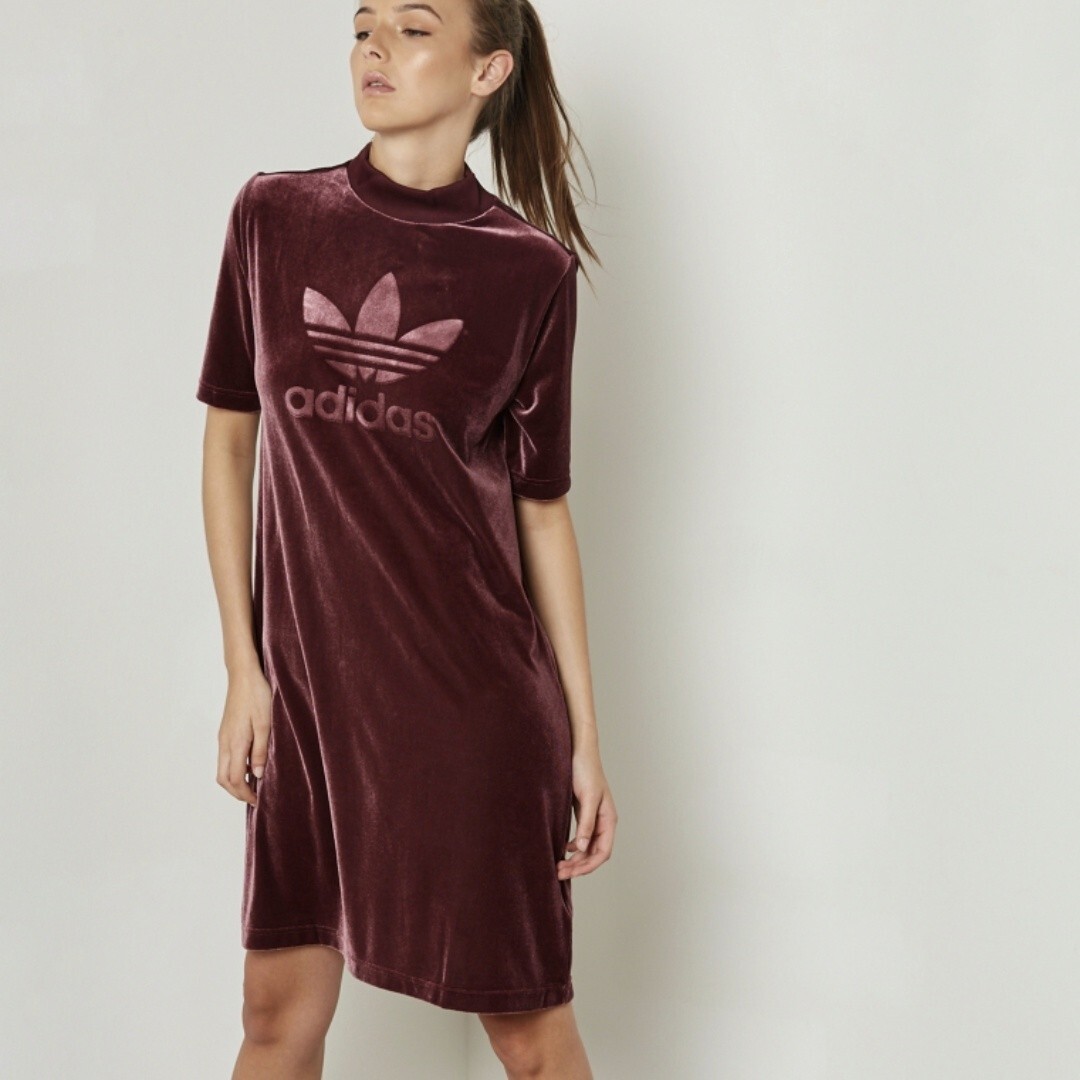 adidas Originals Velvet Vibes Short Dress - Womens Maroon Size Xs