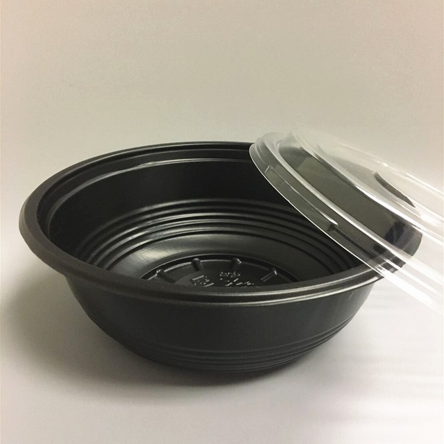 24oz Take Out Black Donbury Bowls With Lid Togo Plastic Poke Soup Salad