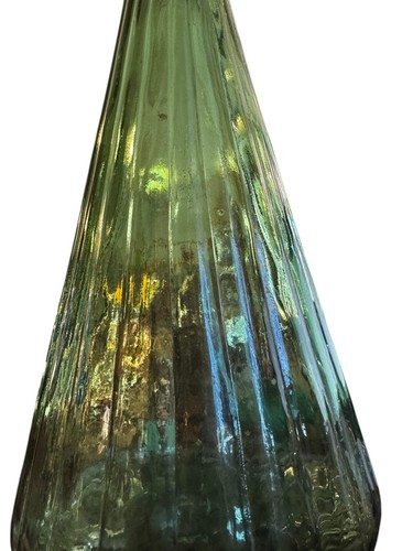 Vintage Green Flaired Empoli Italy Glass 25" Genie Bottle Mid Century Modern - Picture 3 of 5