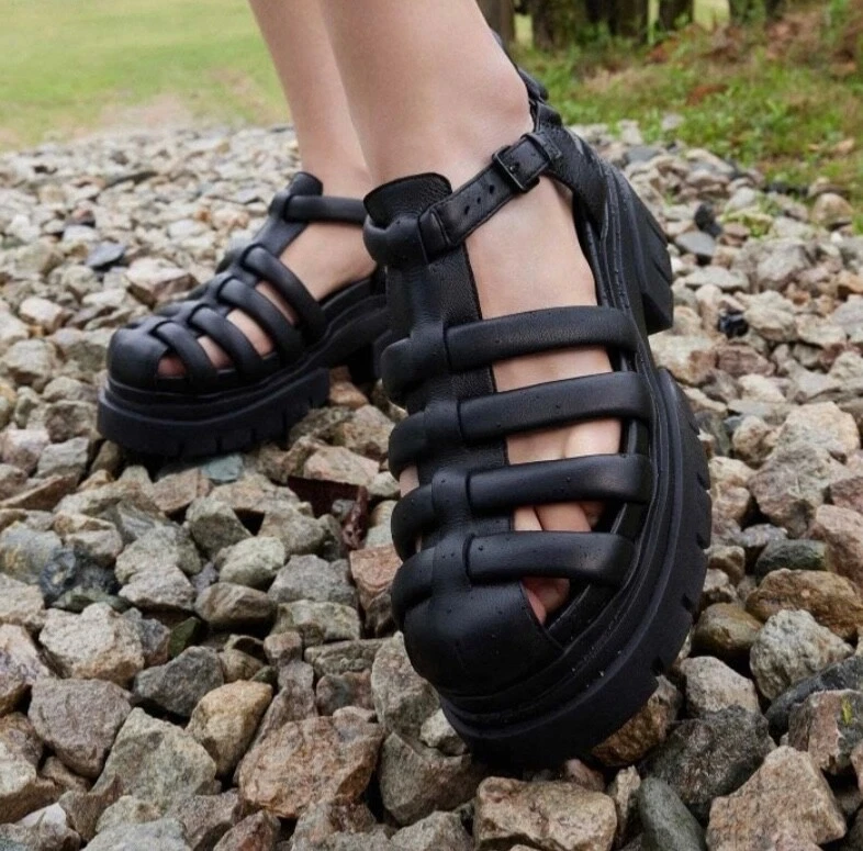 ASH Women s Shark Fisherman Cage Strappy Platform Sandal EUR 37