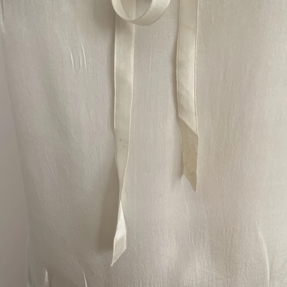 复古 20 年代 30 年代奶油色垂腰丝绸花边婚礼礼服 M 中号 — 第 4/4 张图片