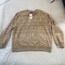 JORDAN Men's ESSENTIALS HOLIDAY TERRY FLEECE CREWNECK SWEATSHIRT  TAN  2XL