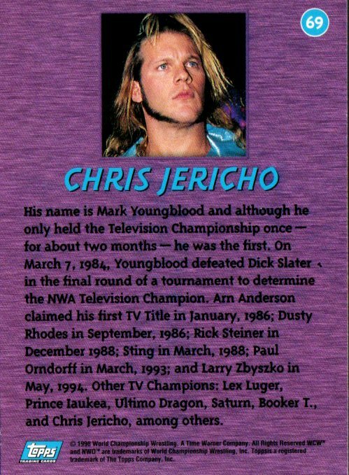 スポーツ選手 nwo 1998 Topps WCW/nWo Vintage Wrestling Card #69 Chris Jericho Rookie