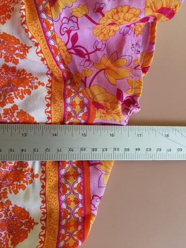 Zesica Dress Womens M Orange Pink Maxi Floral Short Sleeve Boho Hippie Flowy - Picture 4 of 8