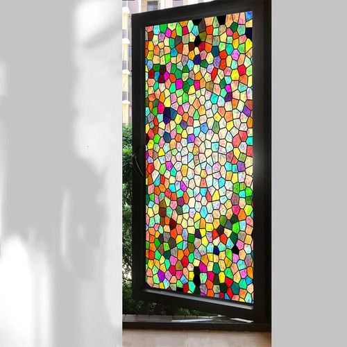 Retro Static Cling Privacy Translucent Window Film Frosted Stained Glass Sticker - Picture 22 of 38