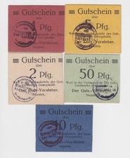 Siemianowitz Georgshütte Gutsvorsteher 1 do 50 fenigów 5x Notgeld lub.D. (143431)