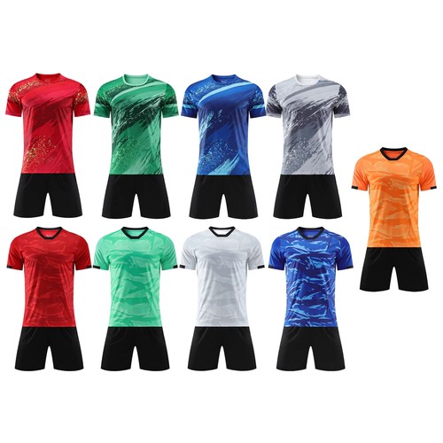 Kids Boys Soccer Basketball Jersey Outfit Short Sleeve T-Shirt with Shorts Set - Picture 6 of 79