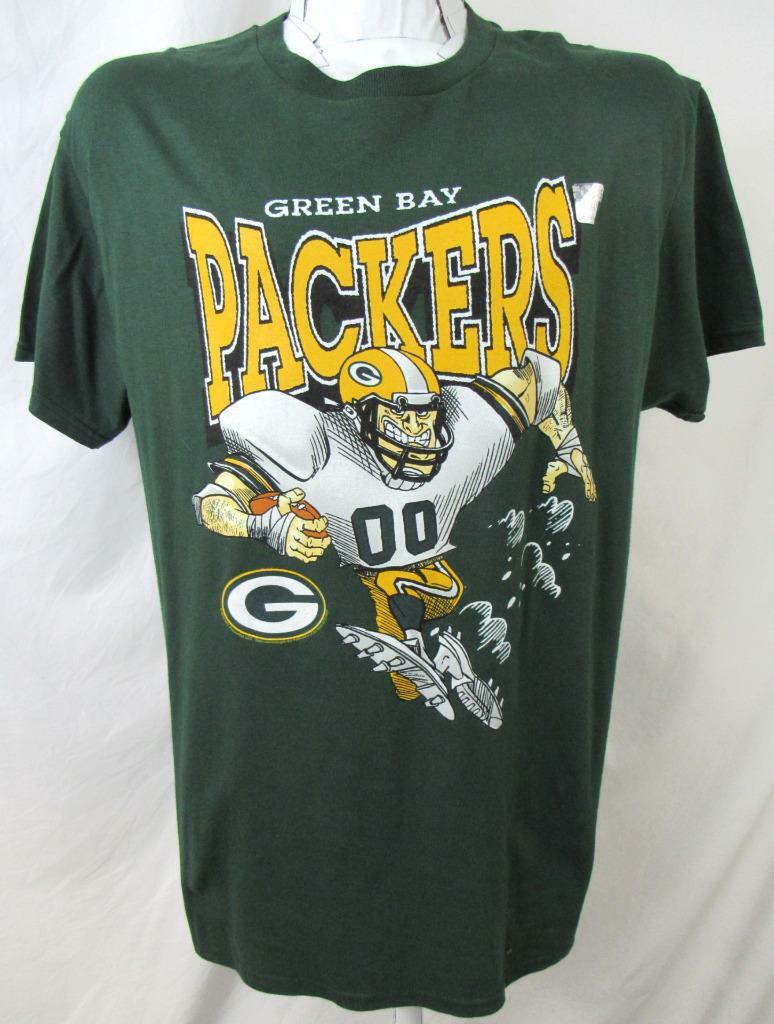 Green Bay Packers Mens M - XL Screened Packers Cartoon Player T