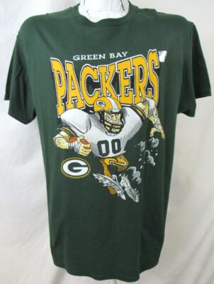 Green Bay Packers Mens M - XL Screened Packers Cartoon Player T