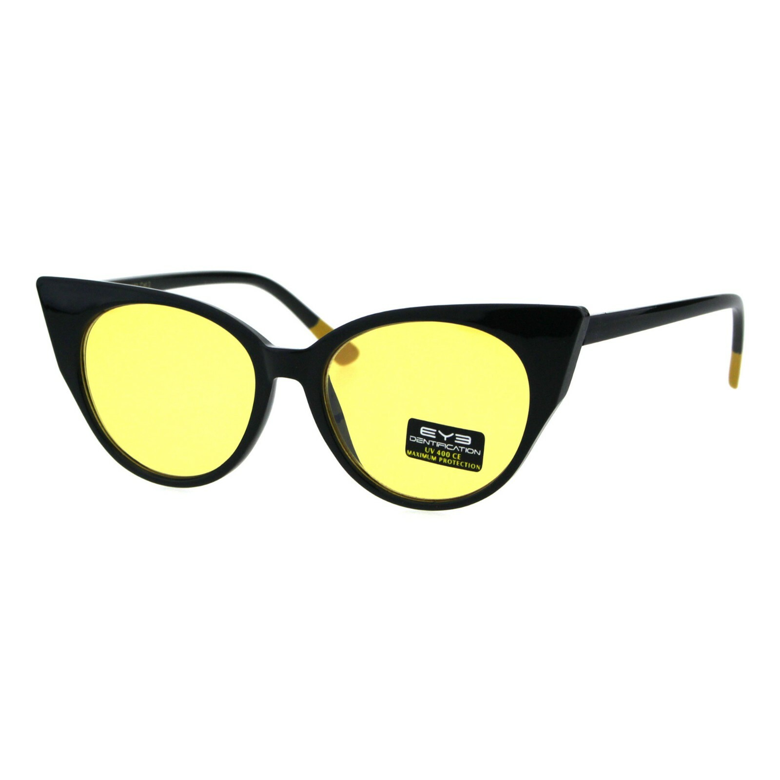Black Cat Eye Sunglasses Color Lens Women's Retro Fashion Shades UV400-image