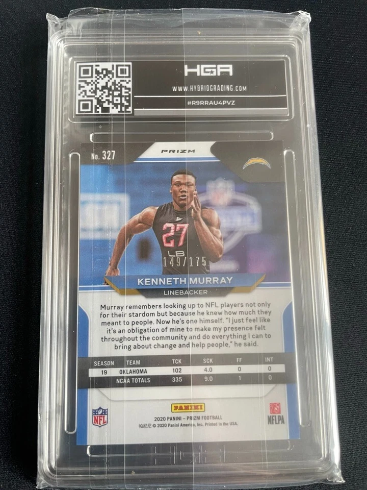 2020 Panini Prizm Rookie Hyper Prizm /175 Kenneth Murray #327 Rookie RC NM 8.5 - Image 2 of 2