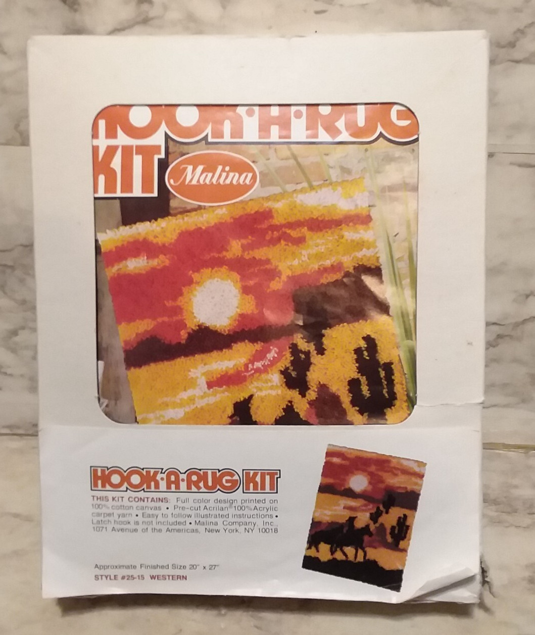 Malina Latch Hook Rug Wall Hanging Kit - WESTERN - Cowboy & Horses 20" x 27"