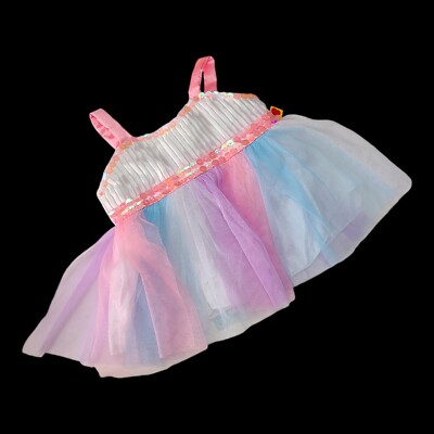Build a Bear BAB Striped Pastel Sequined Dress Tutu Teddy Bear Clothes