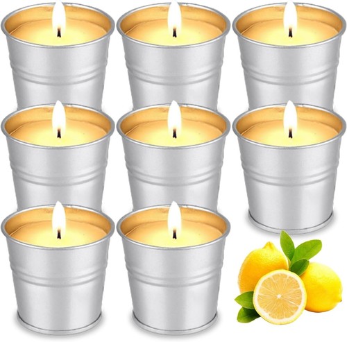 Citronella Outdoor Indoor 8 Pack Scented Candles Set Made with Soy Wax Bucket - Picture 8 of 8