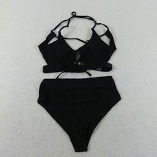 Zaful Swimsuit Womens 4 Black Bikini 2 Piece Tied Closure Top