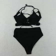 Zaful Swimsuit Womens 4 Black Bikini 2 Piece Tied Closure Top