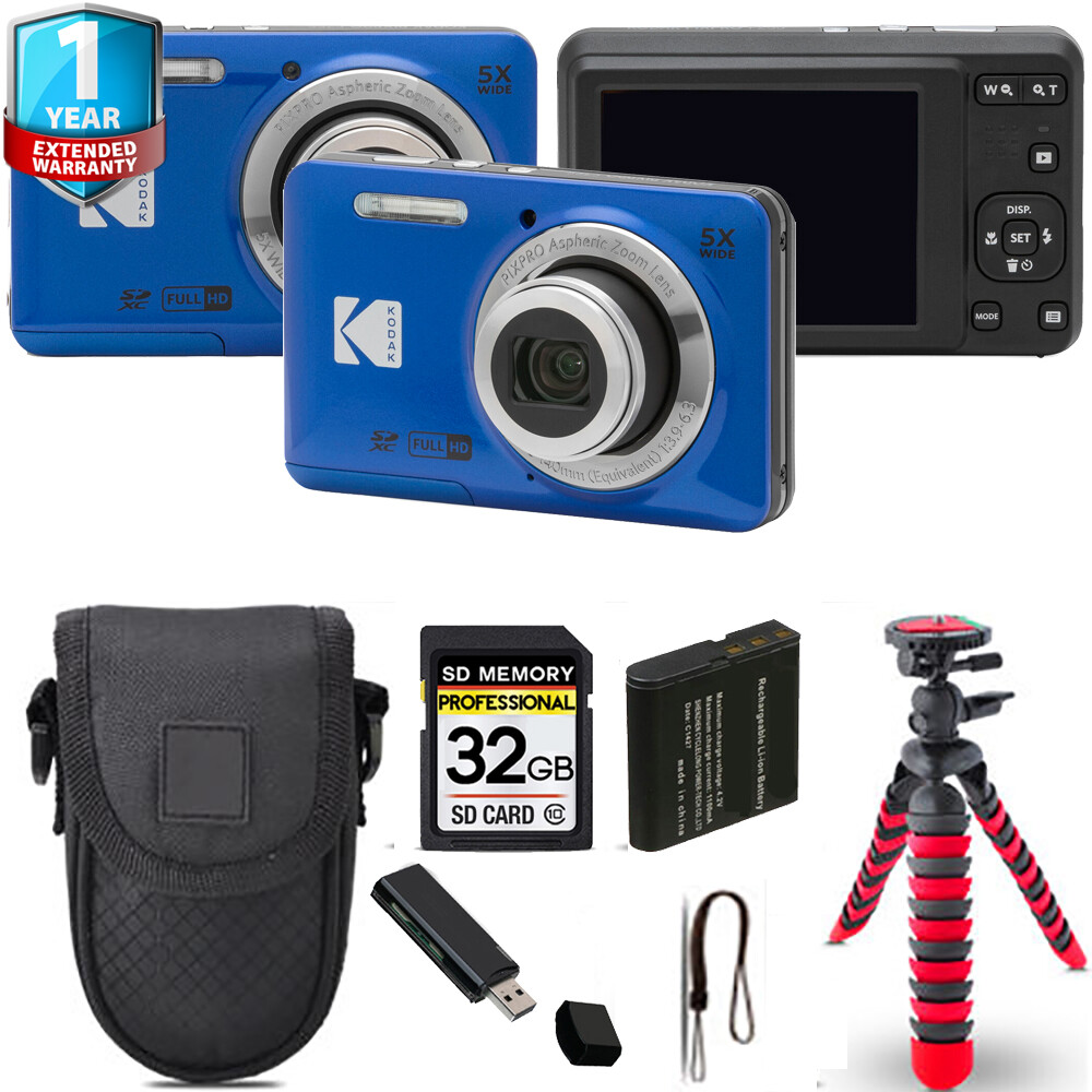 Kodak PIXPRO FZ55 Digital Camera (Blue) + Tripod + Case+ 1