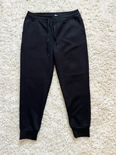 Yelete L Black Jogger Pants With Drawstring Waist & Ribbed Cuffs