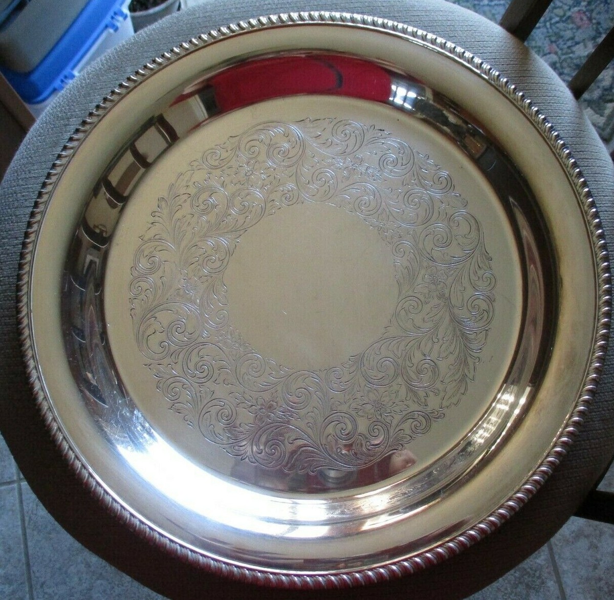 VTG. BIRKS REGENCY PLATE SILVER PLATE ROUND SEERVING TRAY 13