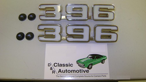 1969 Camaro 396 Fender Emblem Pair White 69 Fender 6pc Kit RS SS *NEW IN STOCK* - Foto 1 di 3