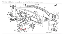 HONDA ACURA GENUINE OEM NSX Bracket, Console Center Joint ☆ 77144-SL0-A00 ☆