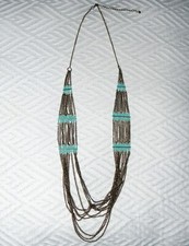 Goldtone Multi Strand Statement Necklace with Turquoise Color Beads
