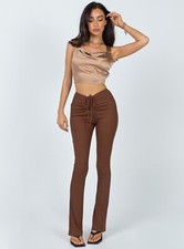 Princess Polly - Imogen Pants - Brown - Size 4 - Ribbed Material