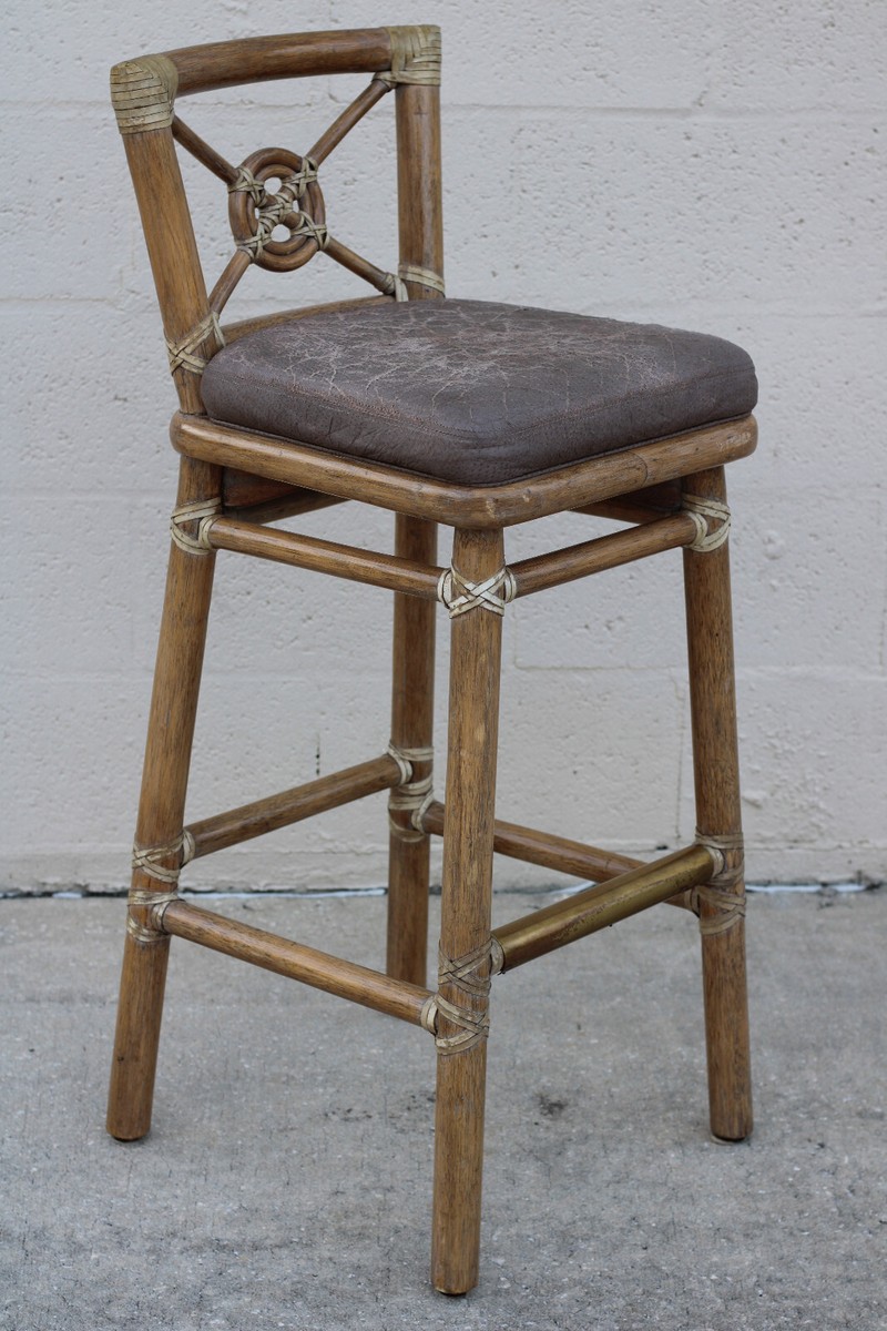 Authentic Iconic McGuire Target Back Rattan Bar Stool Organic