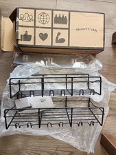 Coraje Adhesive Bathroom Caddy, [2-Pack] Large Capacity Rustproof Metal Shelves,