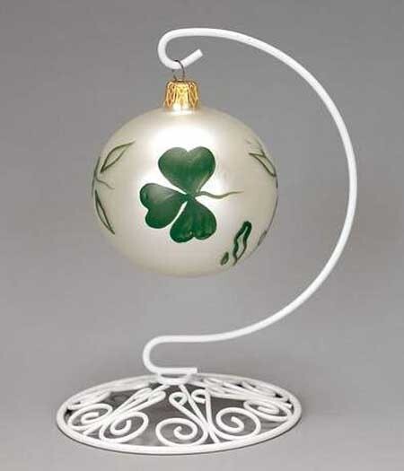 Ornate White Base Ornament Stand 8 in hang height - Ornament is not included