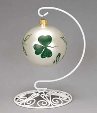 Ornate White Base Ornament Stand 8 in hang height - Ornament is not included