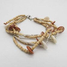 Multi Strands Beaded Ethnic Boho Bracelet 7.75"