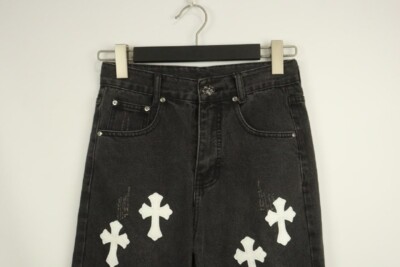 Levi's 550 Chrome Hearts Black Denim Cotton Cross Dark Wash Leg
