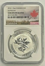 2016 Silver $8 Silver Canadian Maple Leaf 1.5 Oz Bu Ngc Superleaf