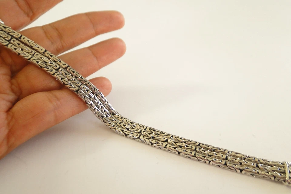 Balinese Byzantine Three Chain No Stone Sterling Silver Toggle Bracelet - Image 3 of 4