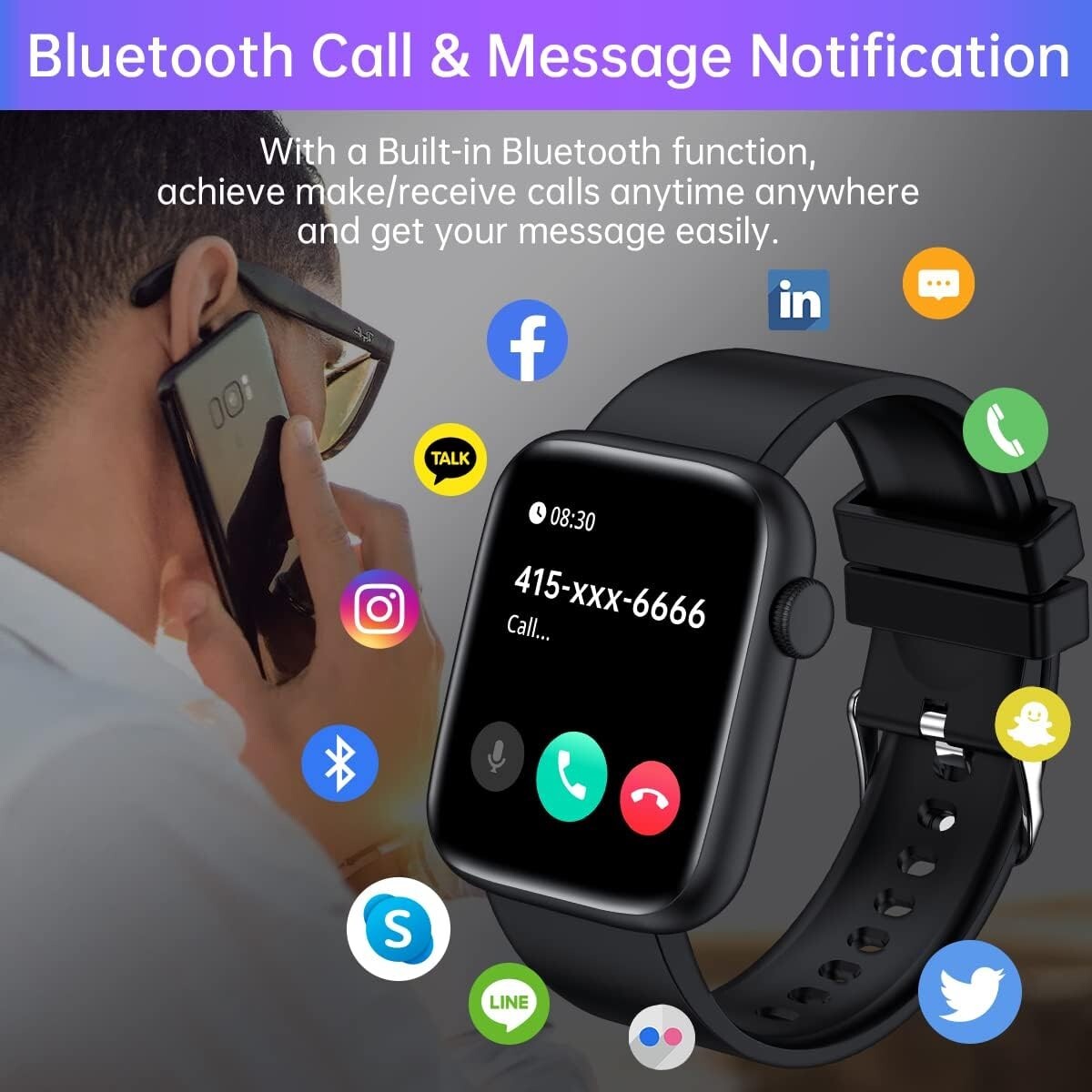 Smart Watch, Full Touch Screen Smart Watch for Android iOS Phones  with He