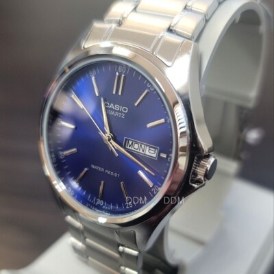 Casio MTP-1239D-2A Orologio Uomo - Quarzo, Cinturino In Acciaio Grigio, Cassa In Ottone, Quadrante Analogico Blu - 3