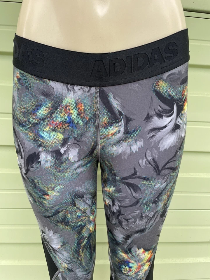 Adidas Women Alphaskin Sport 3/4 Tights Grey Three Multicolor Print size L #B55 - Image 2 of 4